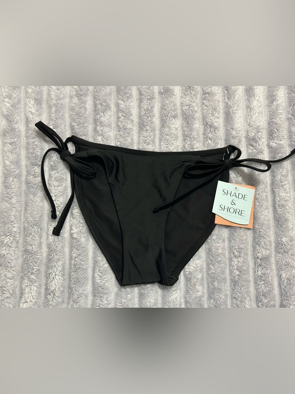 Shade & Shore Black Tie-Side Bikini Bottom — Size XS (0–2) — NWT